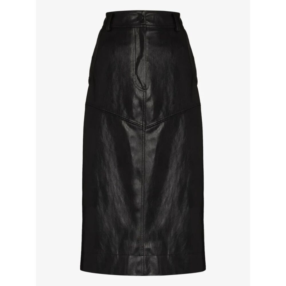 LVIR Faux Leather Midi Pencil Skirt, Black, Size S